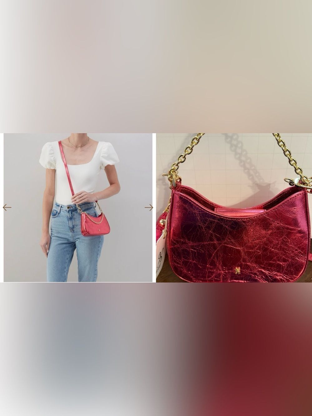 HOBO Rosa Crossbody Leather Bag in Strawberry Field NWT $148